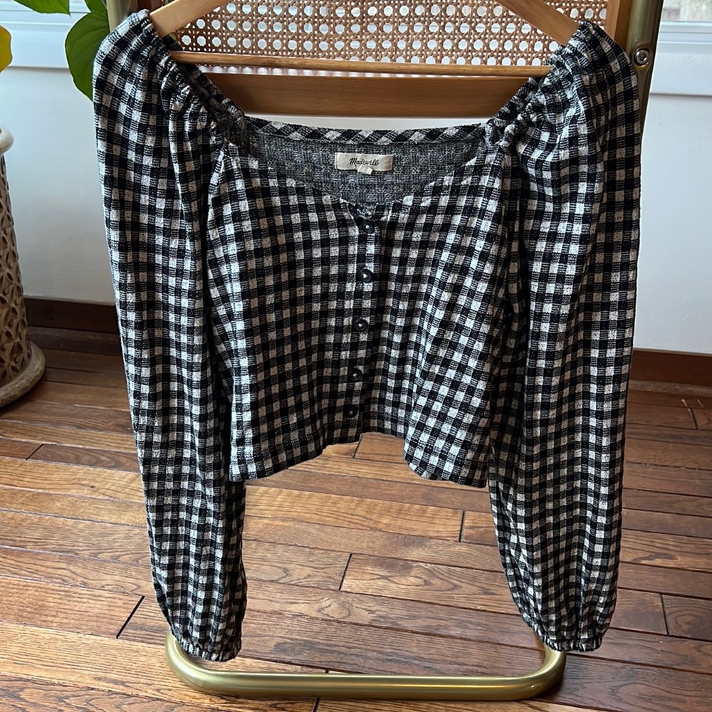 Madewell Cropped Gingham Top